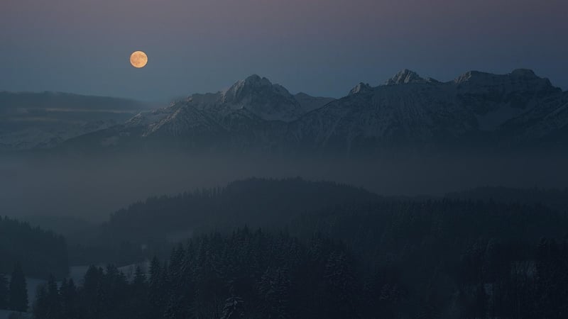 Fantasy landscape with mountains and sky
